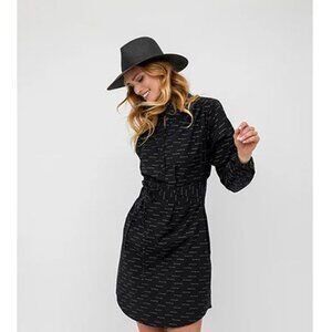 Sarah Alexandra Womens Boho Dress Sz S Black Long Sleeve Pockets Cotton